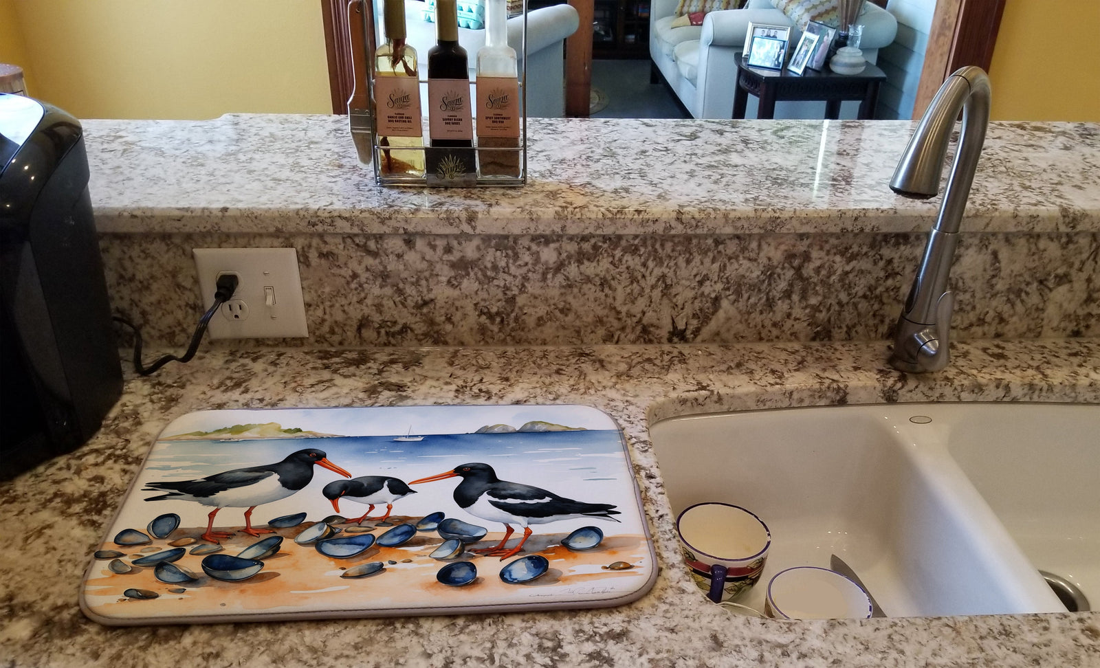 Caroline's Treasures Oystercatchers Feeding Dish Drying Mat