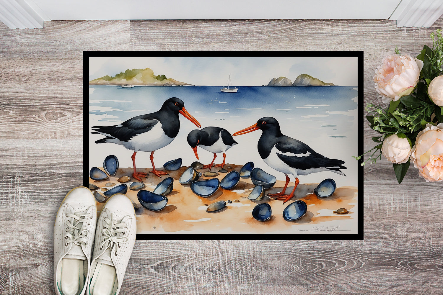 Caroline's Treasures Oystercatchers Feeding Doormat