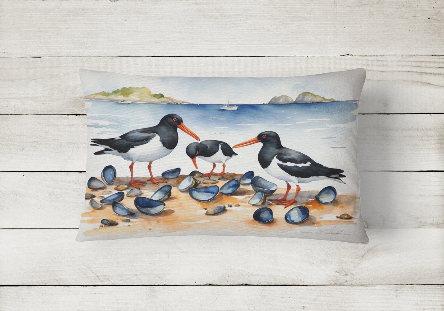 Caroline's Treasures Oystercatchers Feeding Throw Pillow