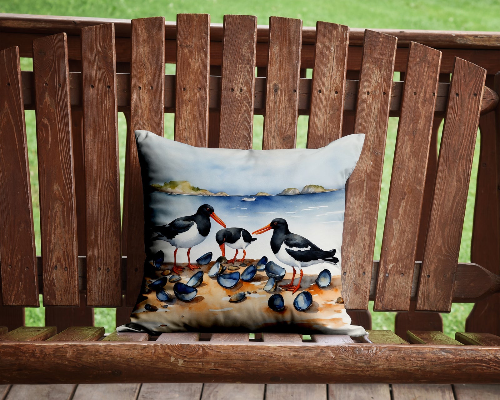 Caroline's Treasures Oystercatchers Feeding Throw Pillow - 14x14 Decorative Pillow – Art for Your Home & Patio