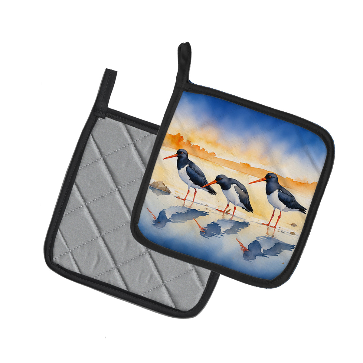 Caroline's Treasures Oystercatchers Foraging Pot Holders - Set of 2 Decorative Kitchen Helpers | Made in the USA