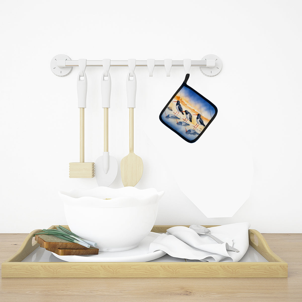 Caroline's Treasures Oystercatchers Foraging Pot Holders - Set of 2 Decorative Kitchen Helpers | Made in the USA