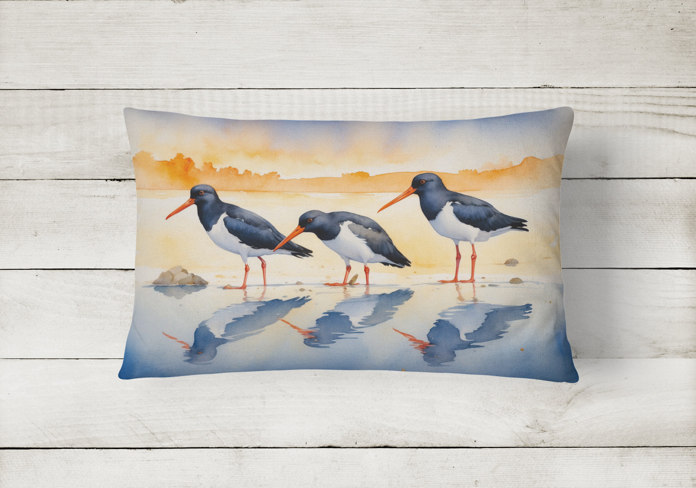 Caroline's Treasures Oystercatchers Foraging Throw Pillow