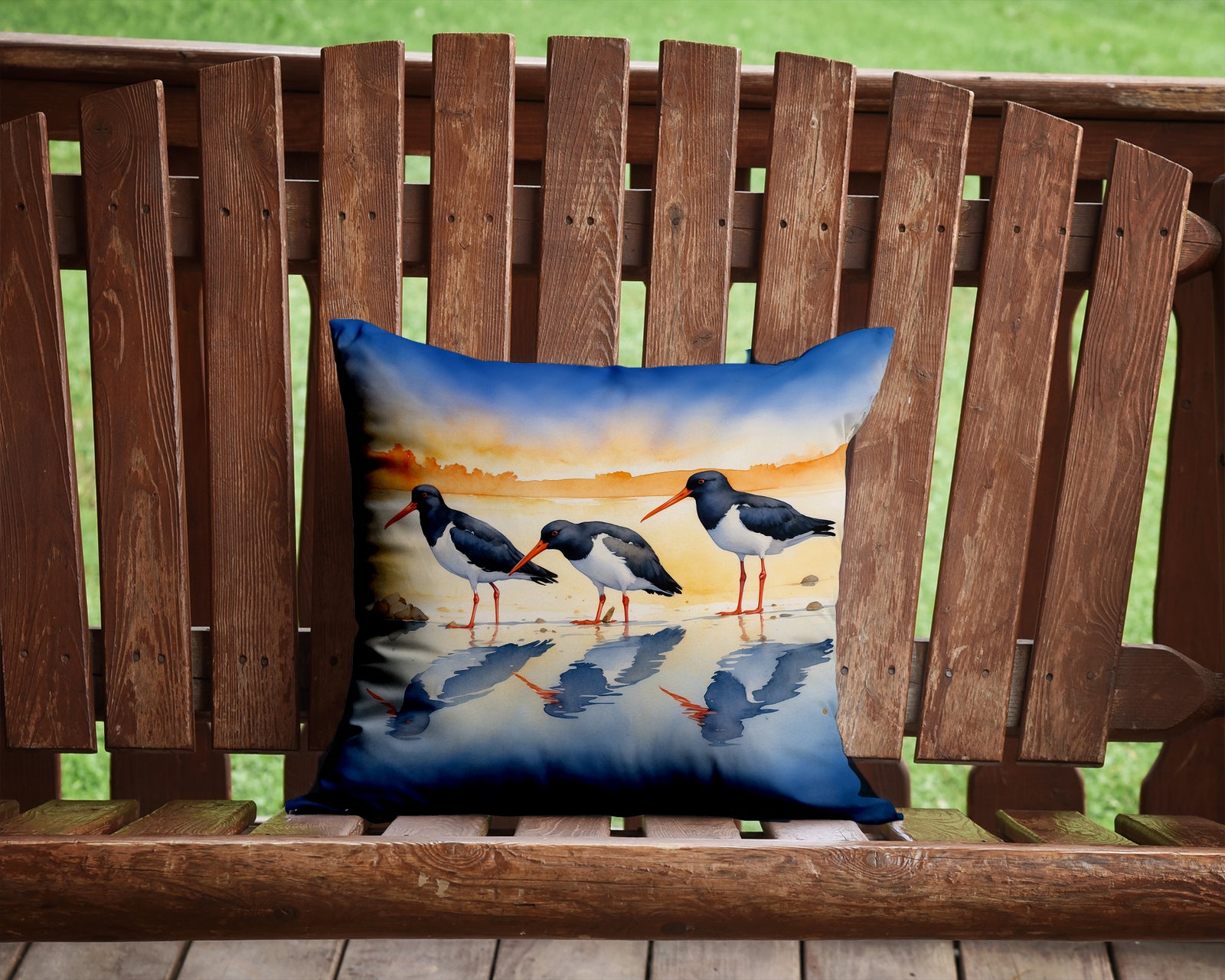 Caroline's Treasures Oystercatchers Foraging Throw Pillow - 14x14 Decorative Pillow – Art for Your Home & Patio