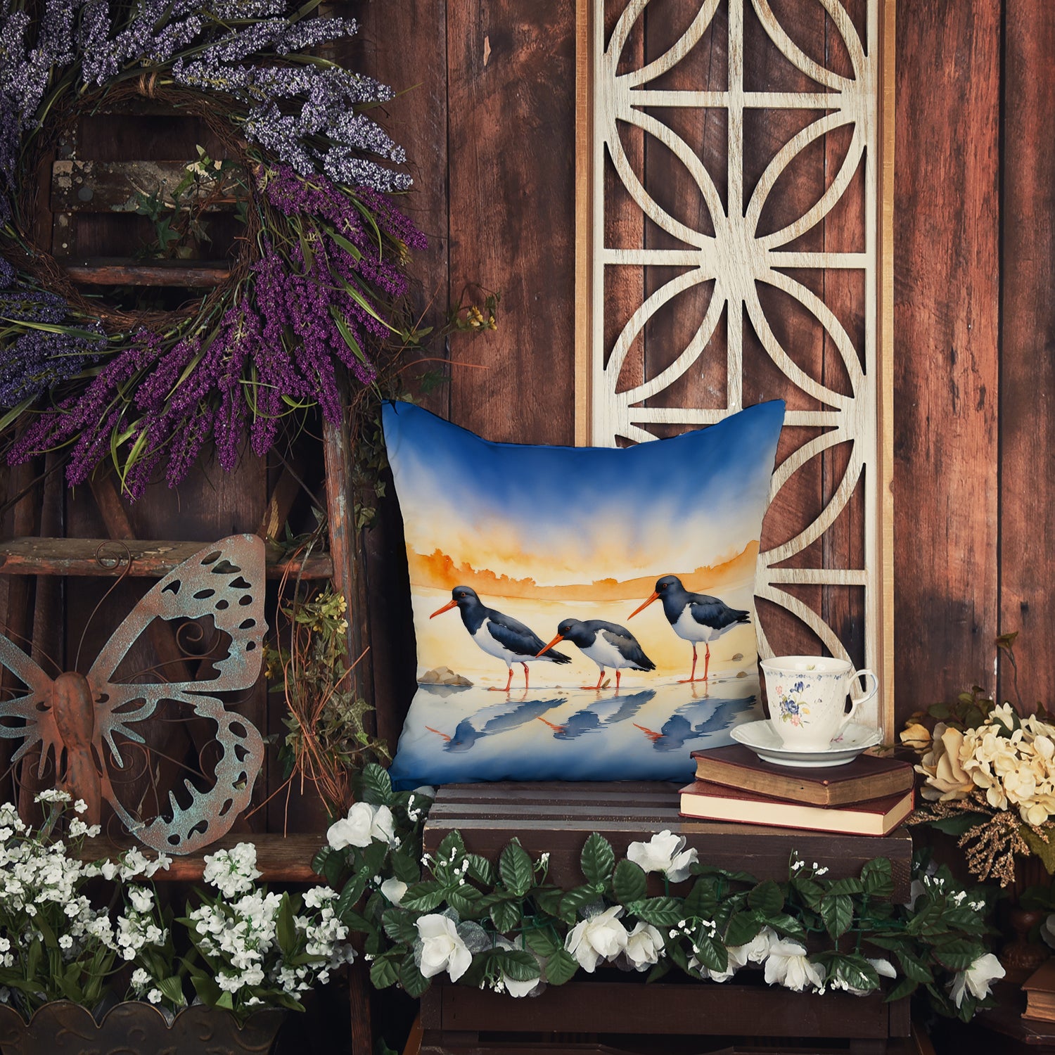 Caroline's Treasures Oystercatchers Foraging Throw Pillow