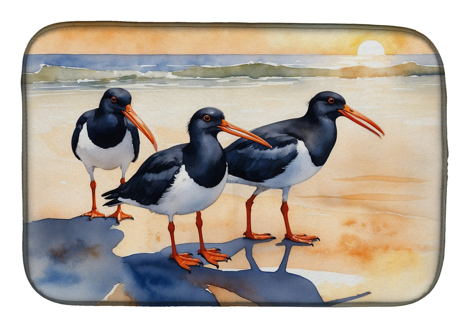 Caroline's Treasures Oystercatchers Foraging Dish Drying Mat