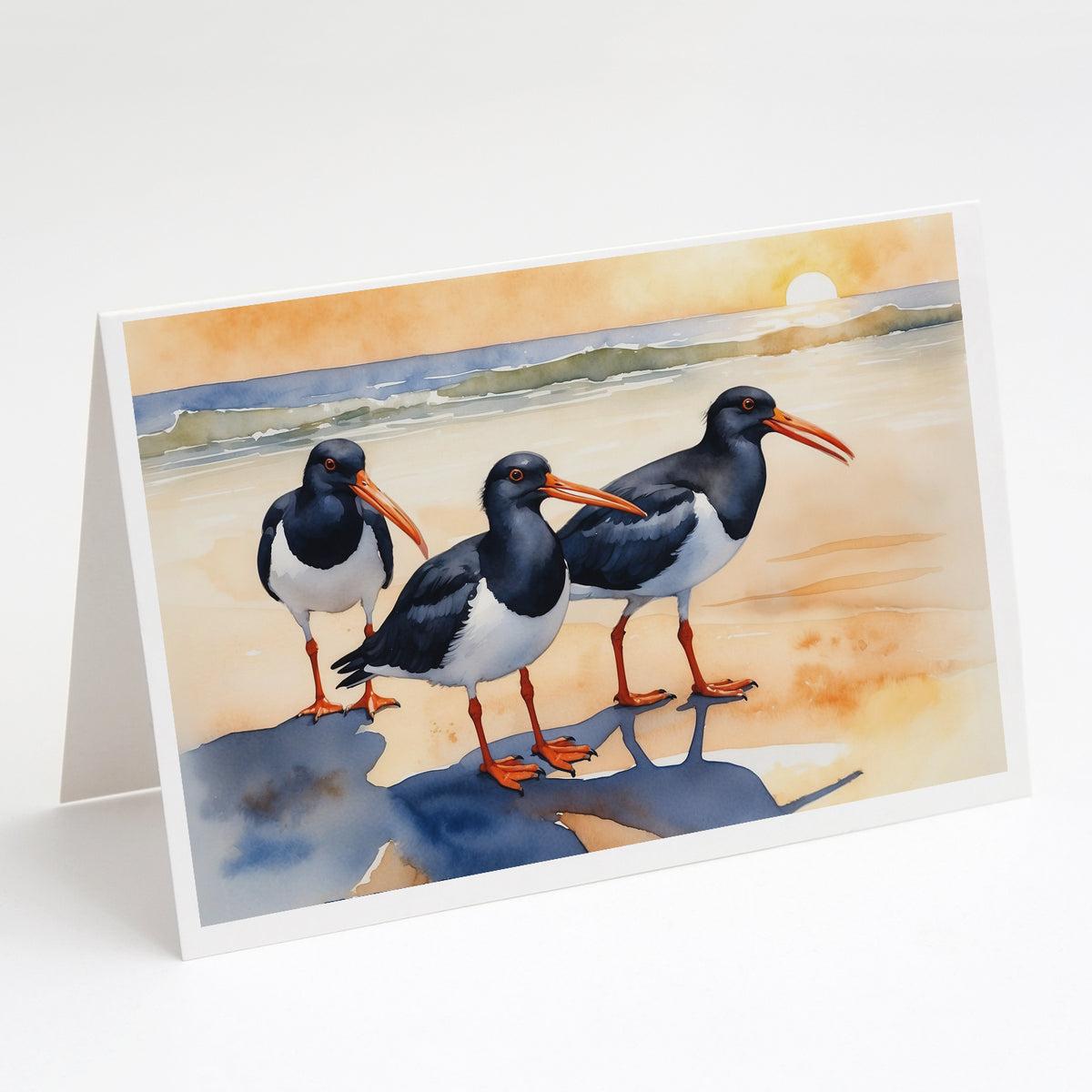 Caroline's Treasures Oystercatchers Foraging Greeting Cards - Blank Note Cards – 8-Pack of Artist-Designed Cards with Envelopes