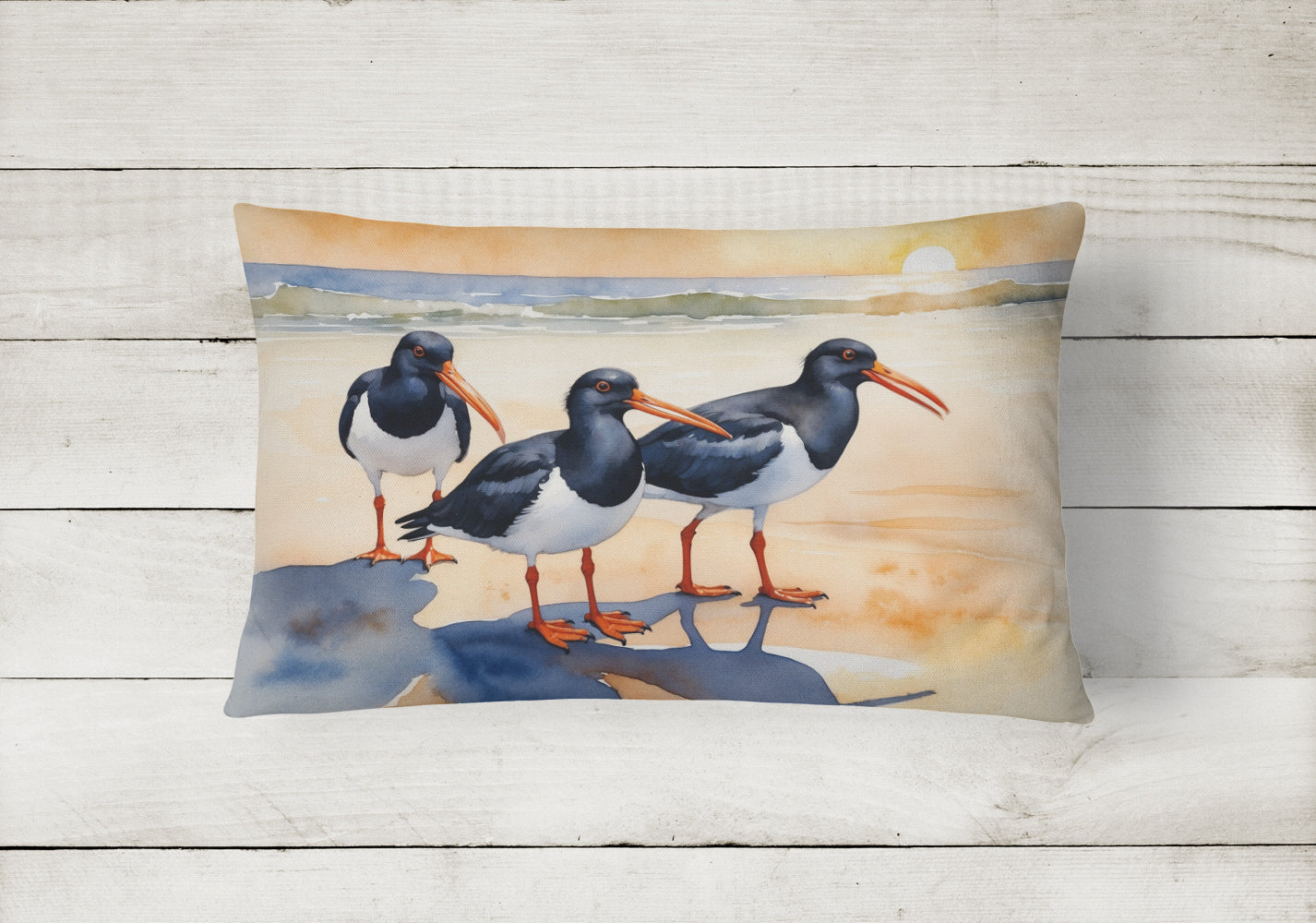 Caroline's Treasures Oystercatchers Foraging Throw Pillow