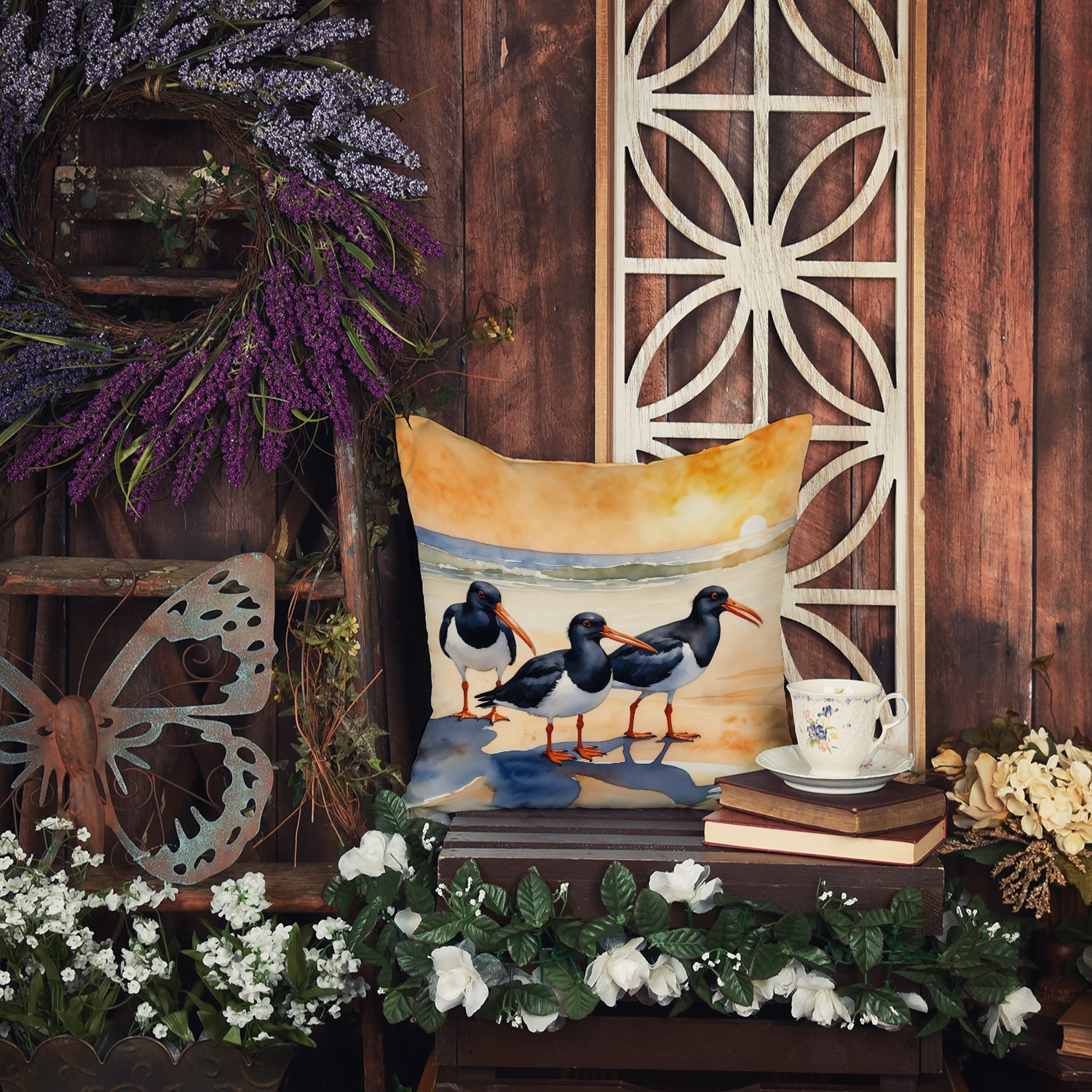 Caroline's Treasures Oystercatchers Foraging Throw Pillow