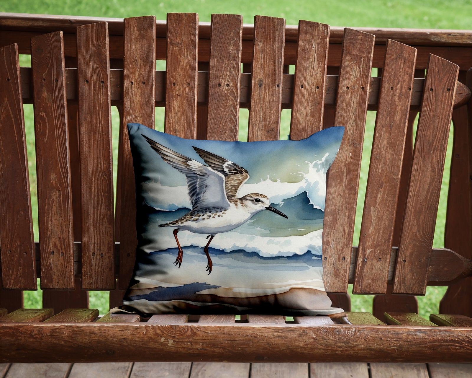 Caroline's Treasures Sanderling Racing the Tide Throw Pillow - 14x14 Decorative Pillow – Art for Your Home & Patio