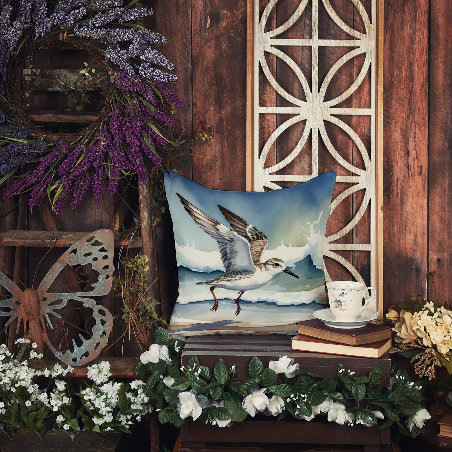 Caroline's Treasures Sanderling Racing the Tide Throw Pillow