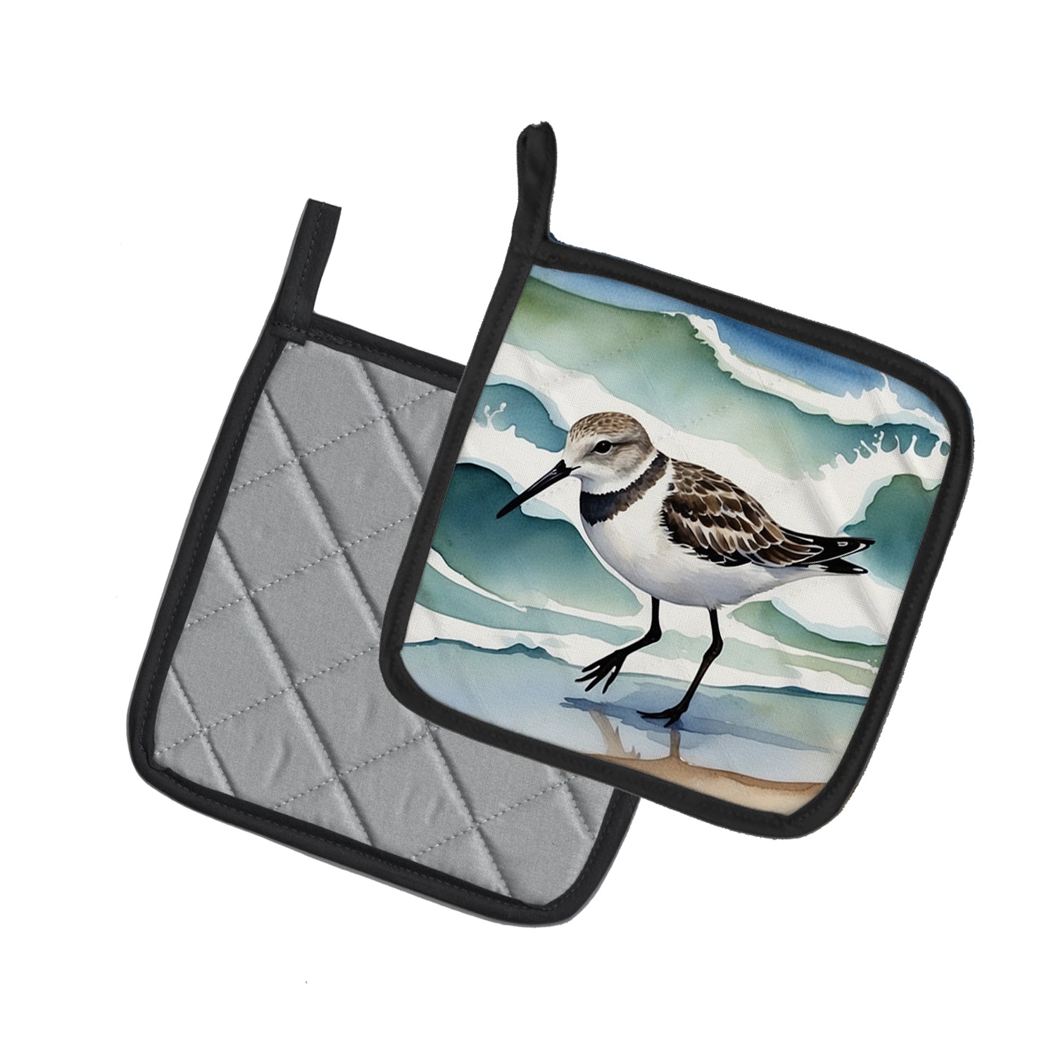 Caroline's Treasures Sanderling Racing the Tide Pot Holders - Set of 2 Decorative Kitchen Helpers | Made in the USA