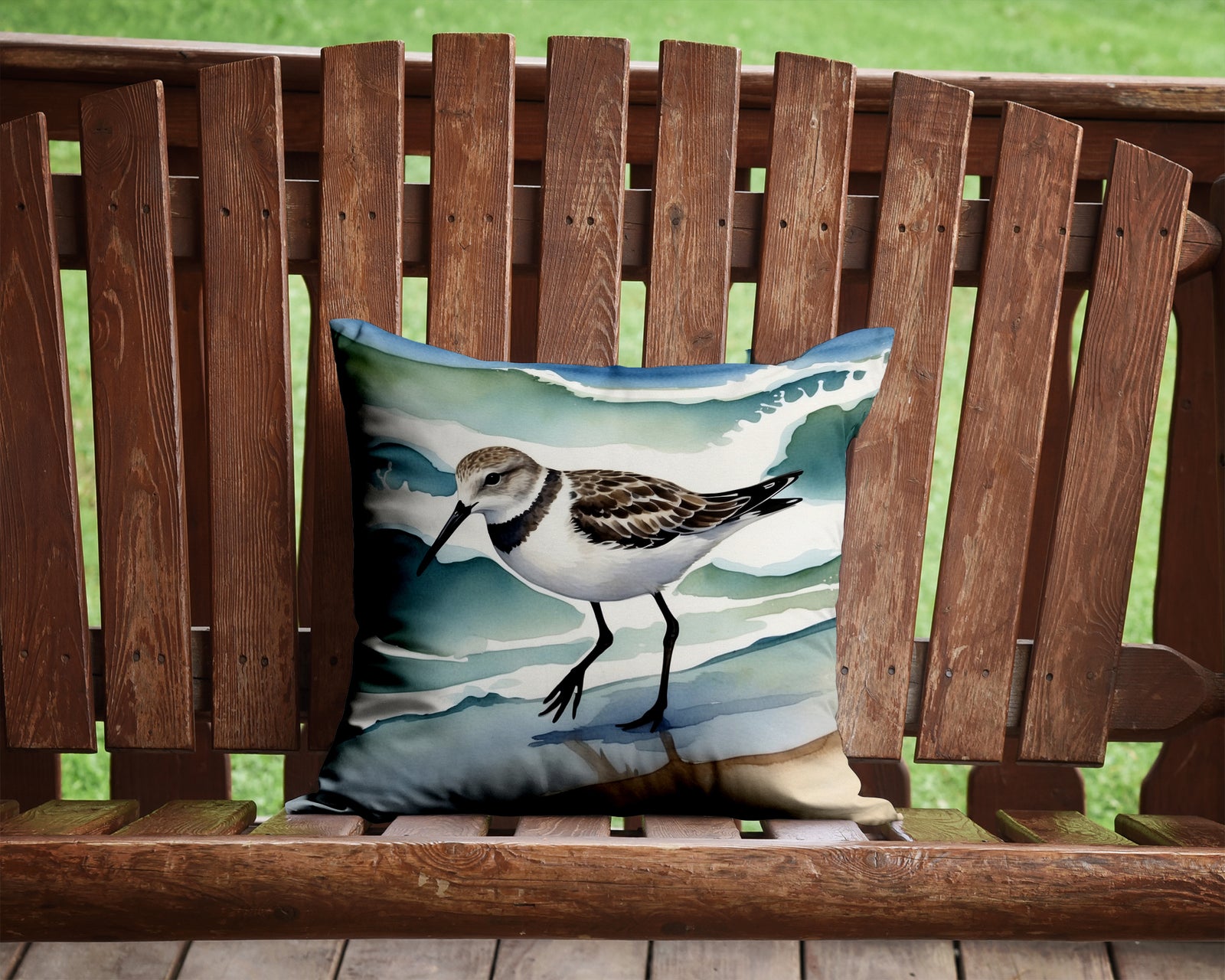 Caroline's Treasures Sanderling Racing the Tide Throw Pillow - 14x14 Decorative Pillow – Art for Your Home & Patio