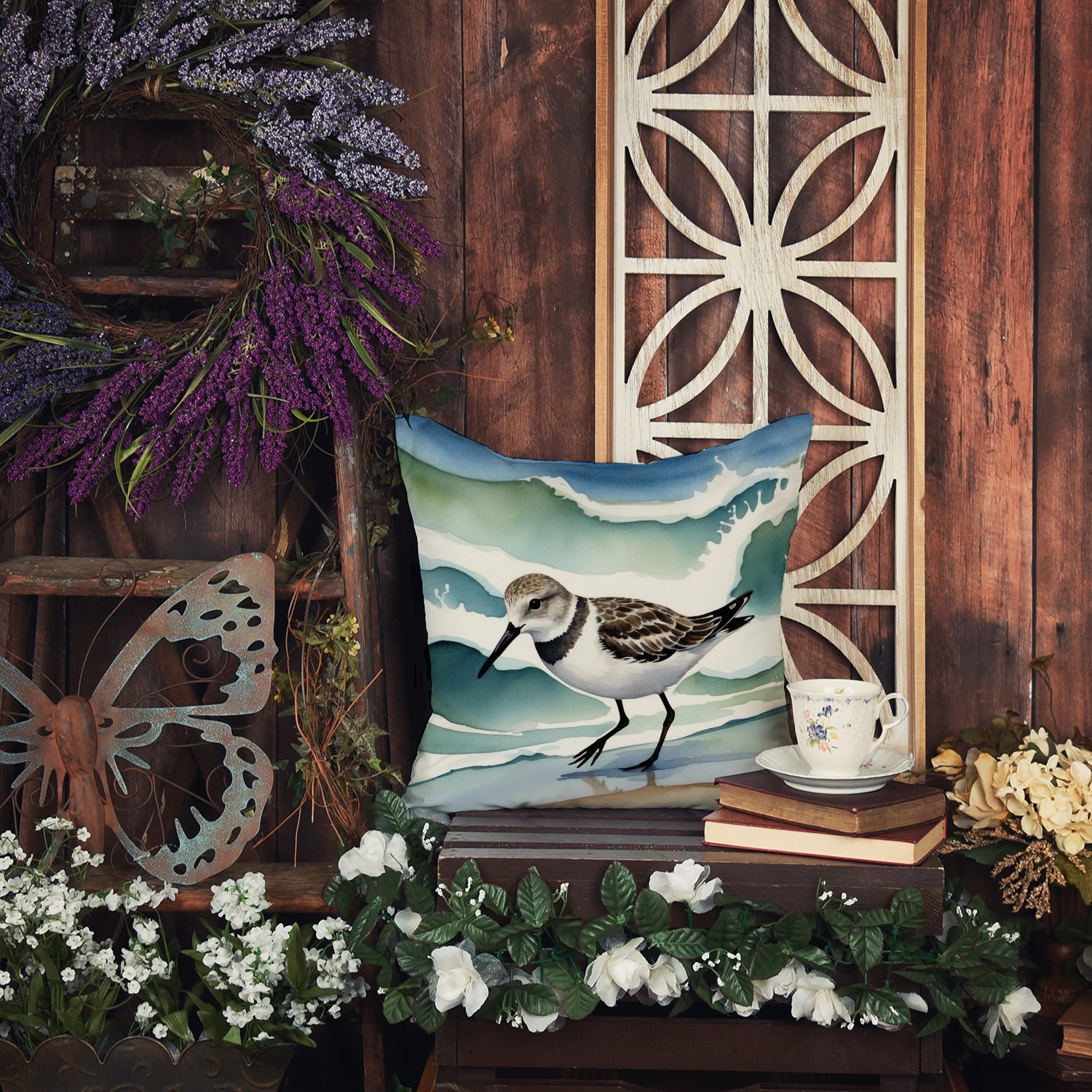 Caroline's Treasures Sanderling Racing the Tide Throw Pillow