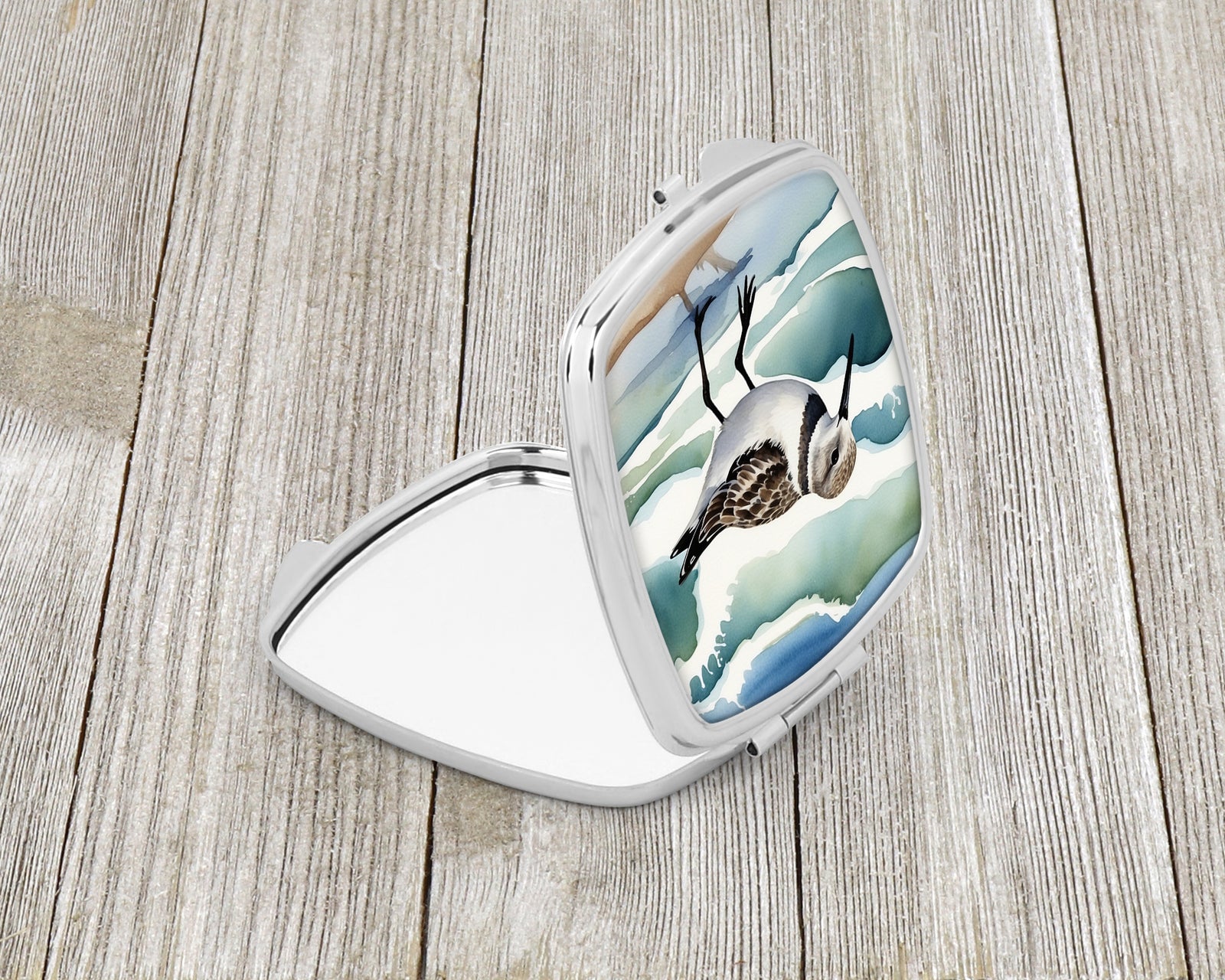 Caroline's Treasures Sanderling Racing the Tide Compact Mirror – Stylish Purse Mirror with Artistic Covers