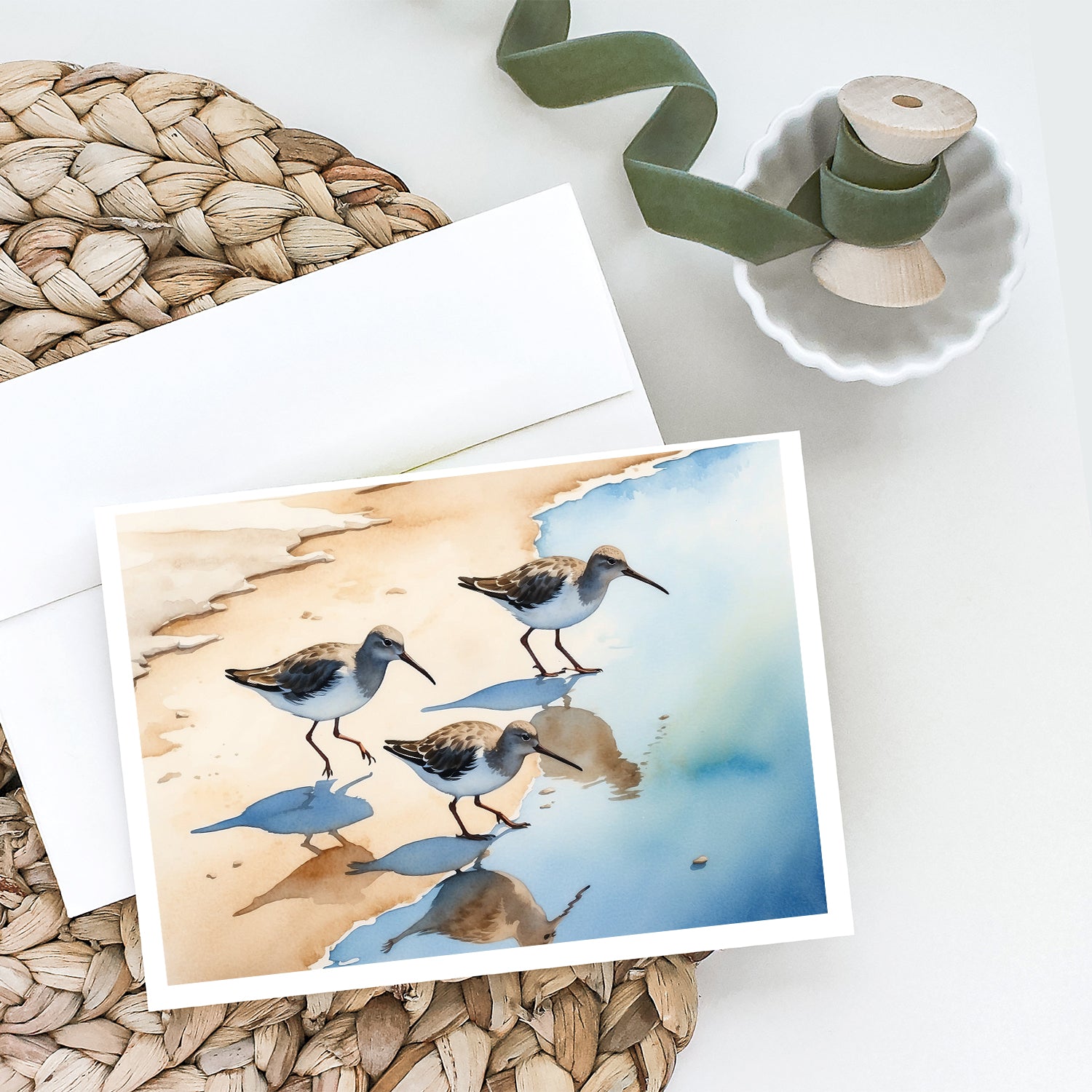Caroline's Treasures Sandpipers Greeting Cards - Blank Note Cards – 8-Pack of Artist-Designed Cards with Envelopes
