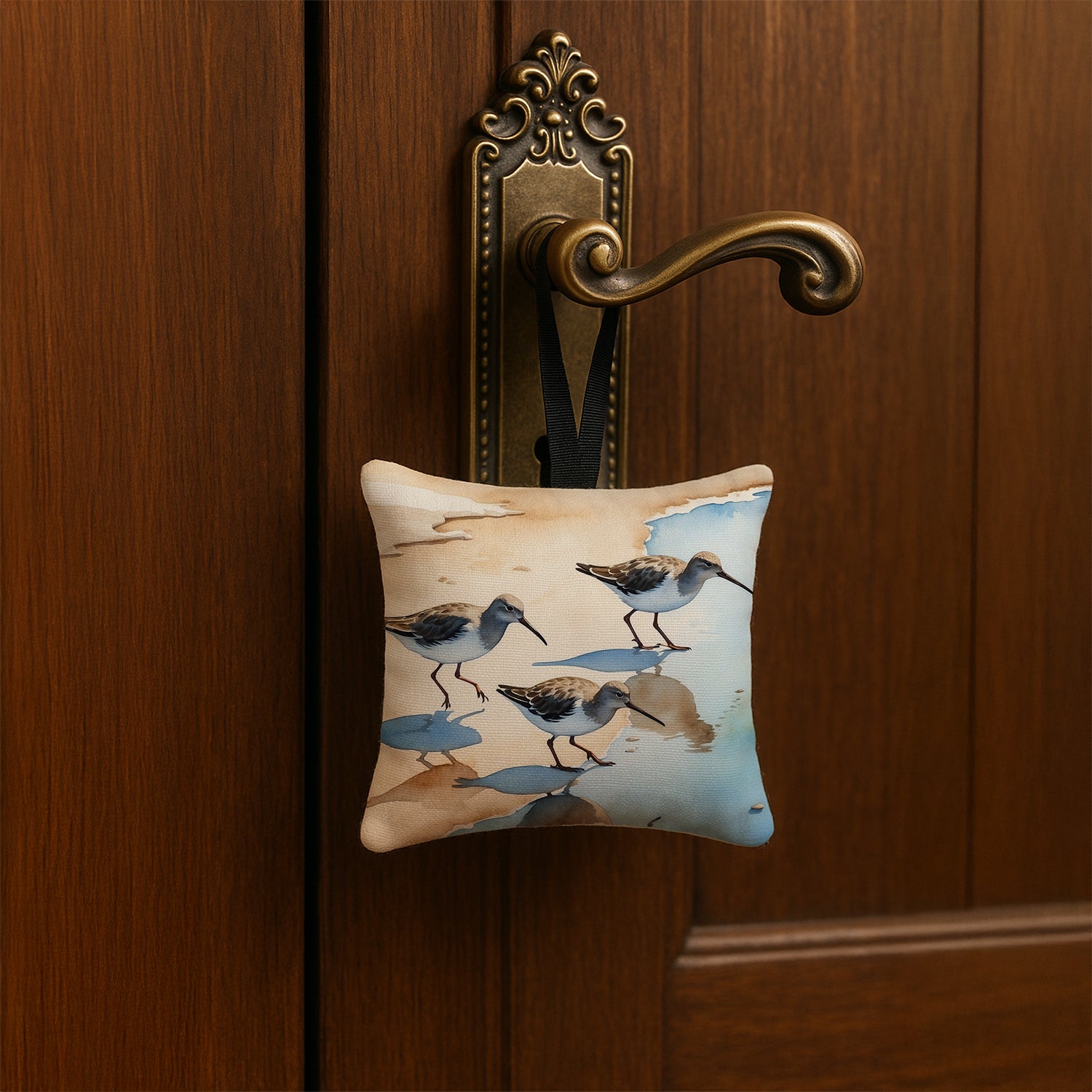 Caroline's Treasures Sandpipers Hanging Square Fabric Ornament 3.5 × 3.5