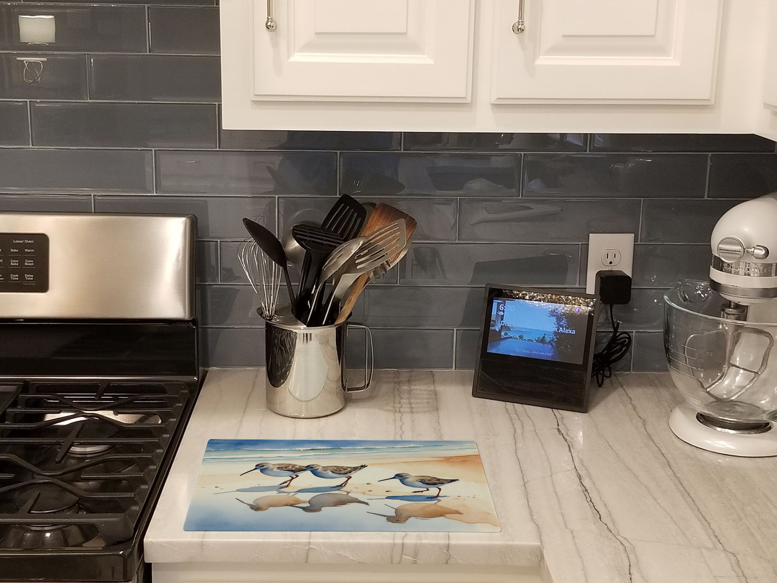 Caroline's Treasures Sandpipers Glass Cutting Boards – Durable, Decorative Kitchen Art