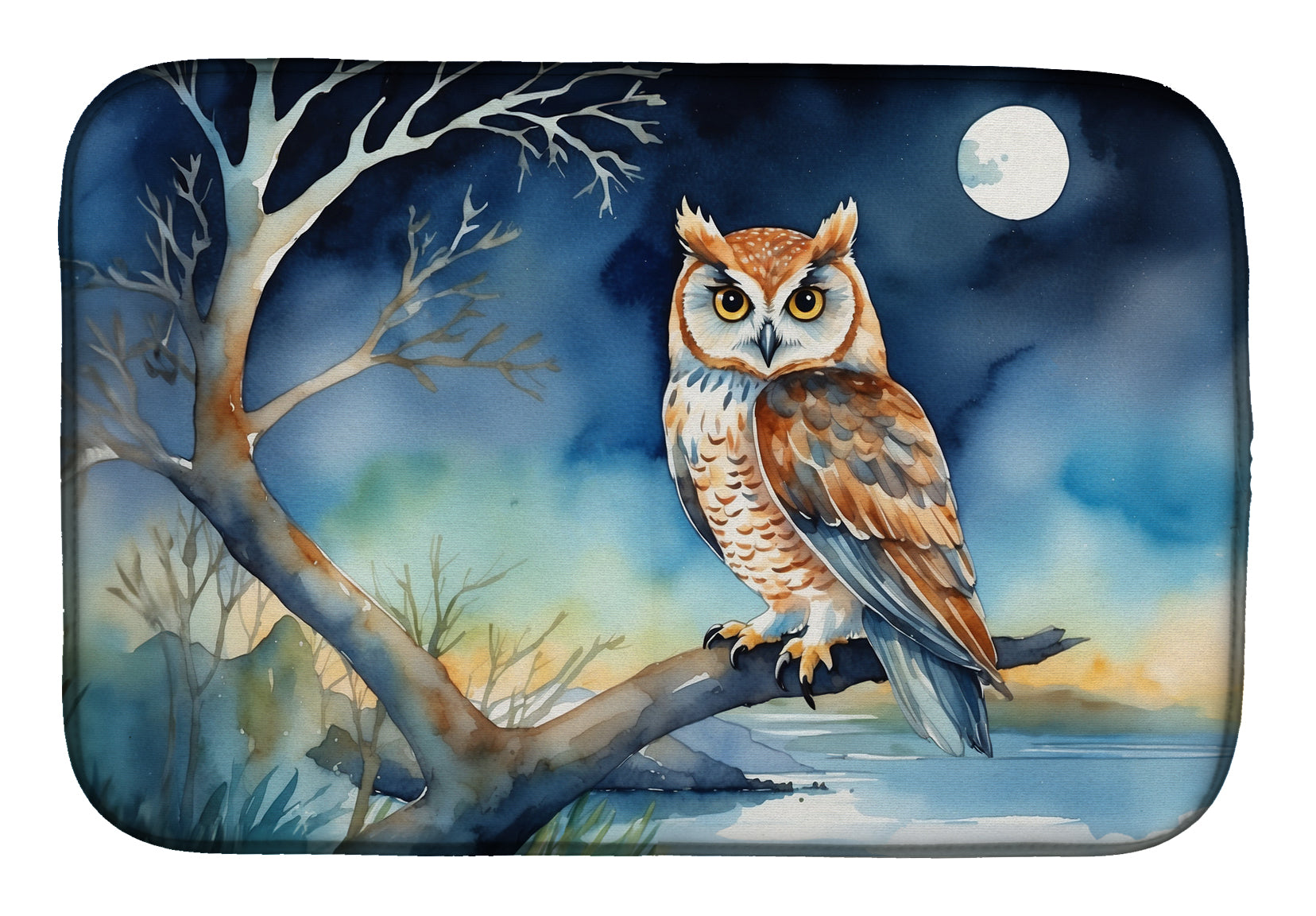 Caroline's Treasures Owl Perched in Coastal Tree Dish Drying Mat