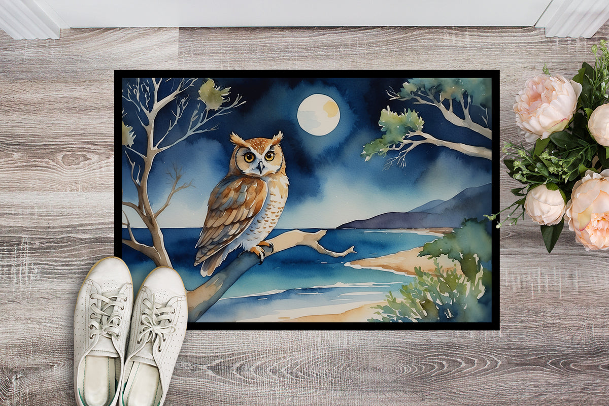 Caroline's Treasures Owl Perched in Coastal Tree Doormat - 18X27 Indoor / Outdoor Rug | Made in USA