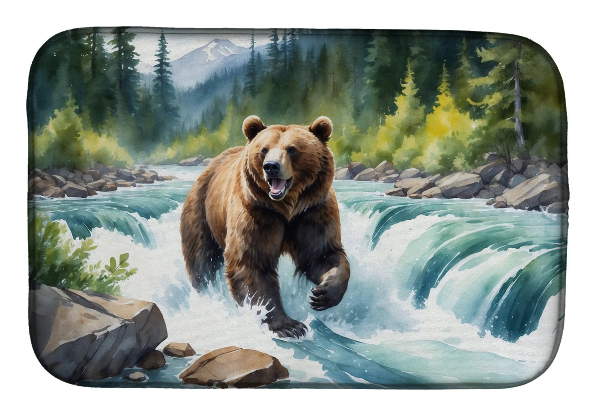 Caroline's Treasures Alaskan Wilderness Grizzly Bear Dish Drying Mat