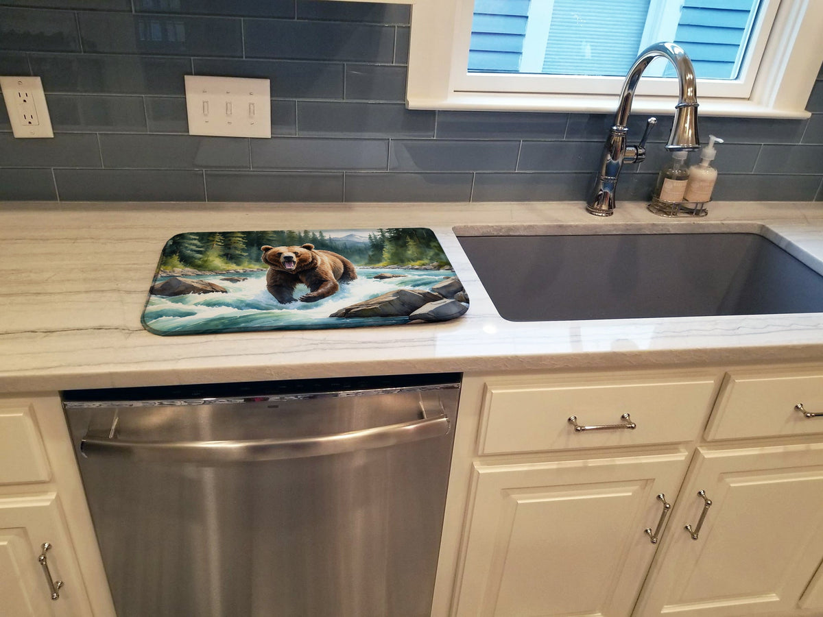 Caroline's Treasures Alaskan Wilderness Grizzly Bear Dish Drying Mat