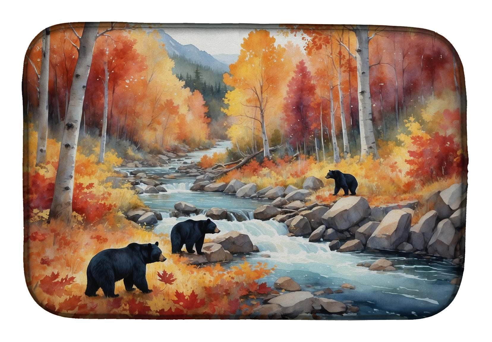 Caroline's Treasures Bears Autumn in the Woods Dish Drying Mat