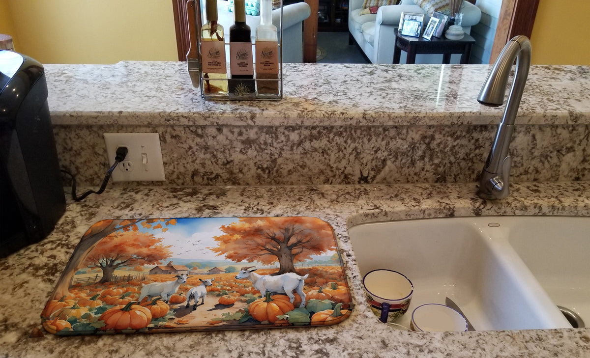 Caroline's Treasures Autumn Goats Dish Drying Mat