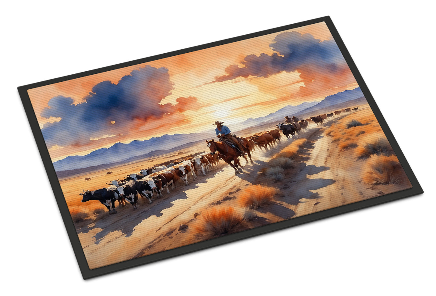 Caroline's Treasures Cattle Drive at Sunset Doormat-24x36 Indoor / Outdoor Rug | Made in USA