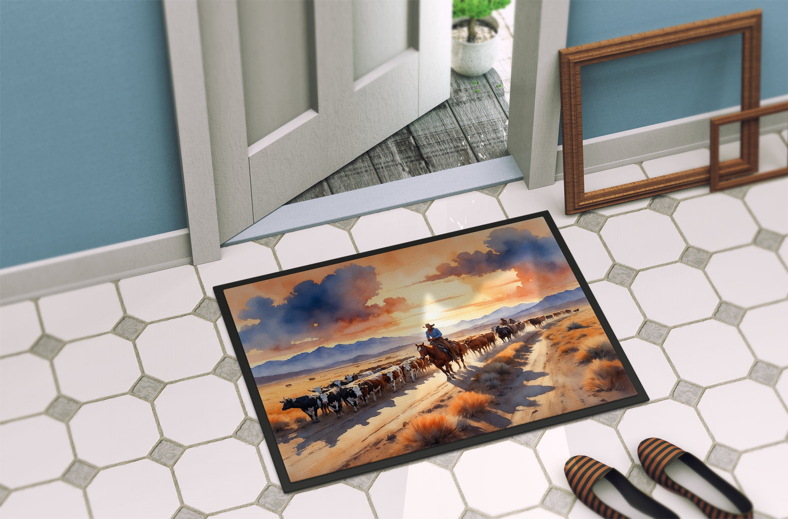 Caroline's Treasures Cattle Drive at Sunset Doormat