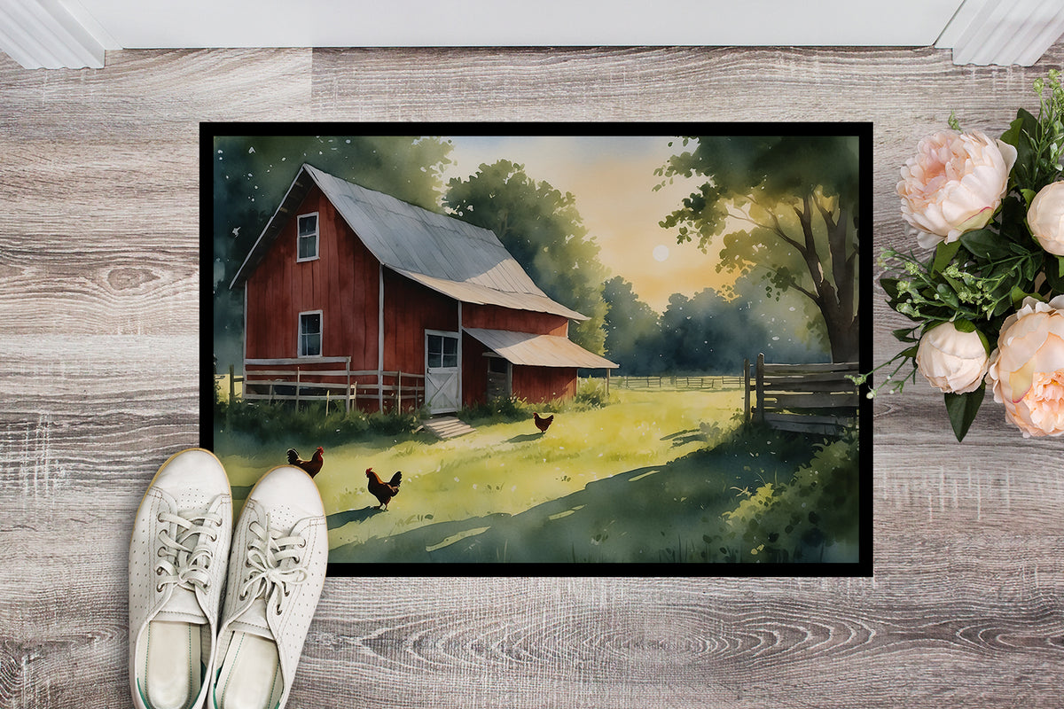 Caroline's Treasures Chicken Coop at Dawn Doormat - 18X27 Indoor / Outdoor Rug | Made in USA