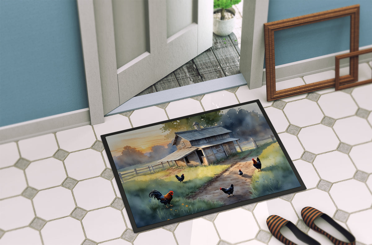 Caroline's Treasures Chicken Coop at Dawn Doormat - 18X27 Indoor / Outdoor Rug | Made in USA