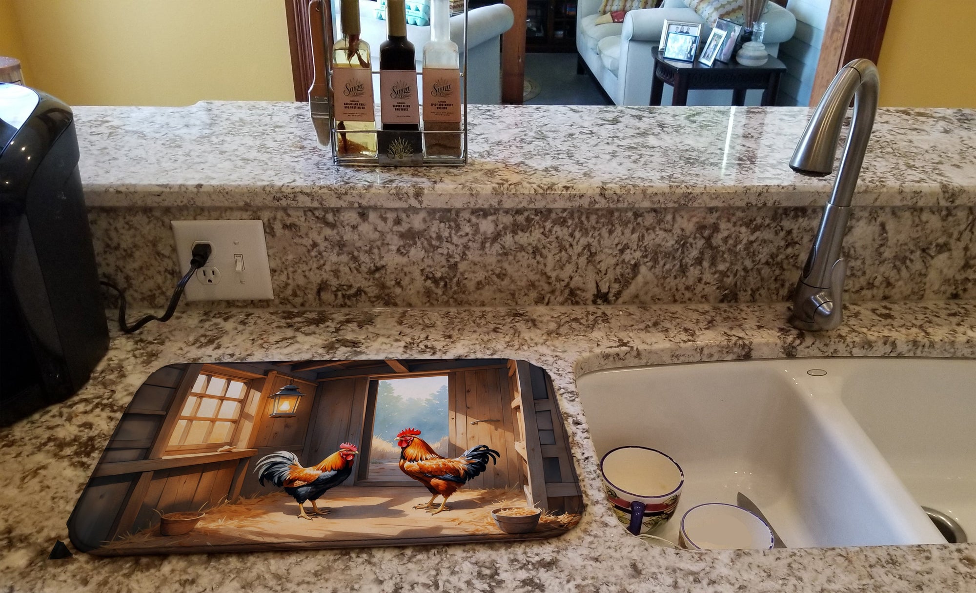 Caroline's Treasures Chickens in the Coop Dish Drying Mat