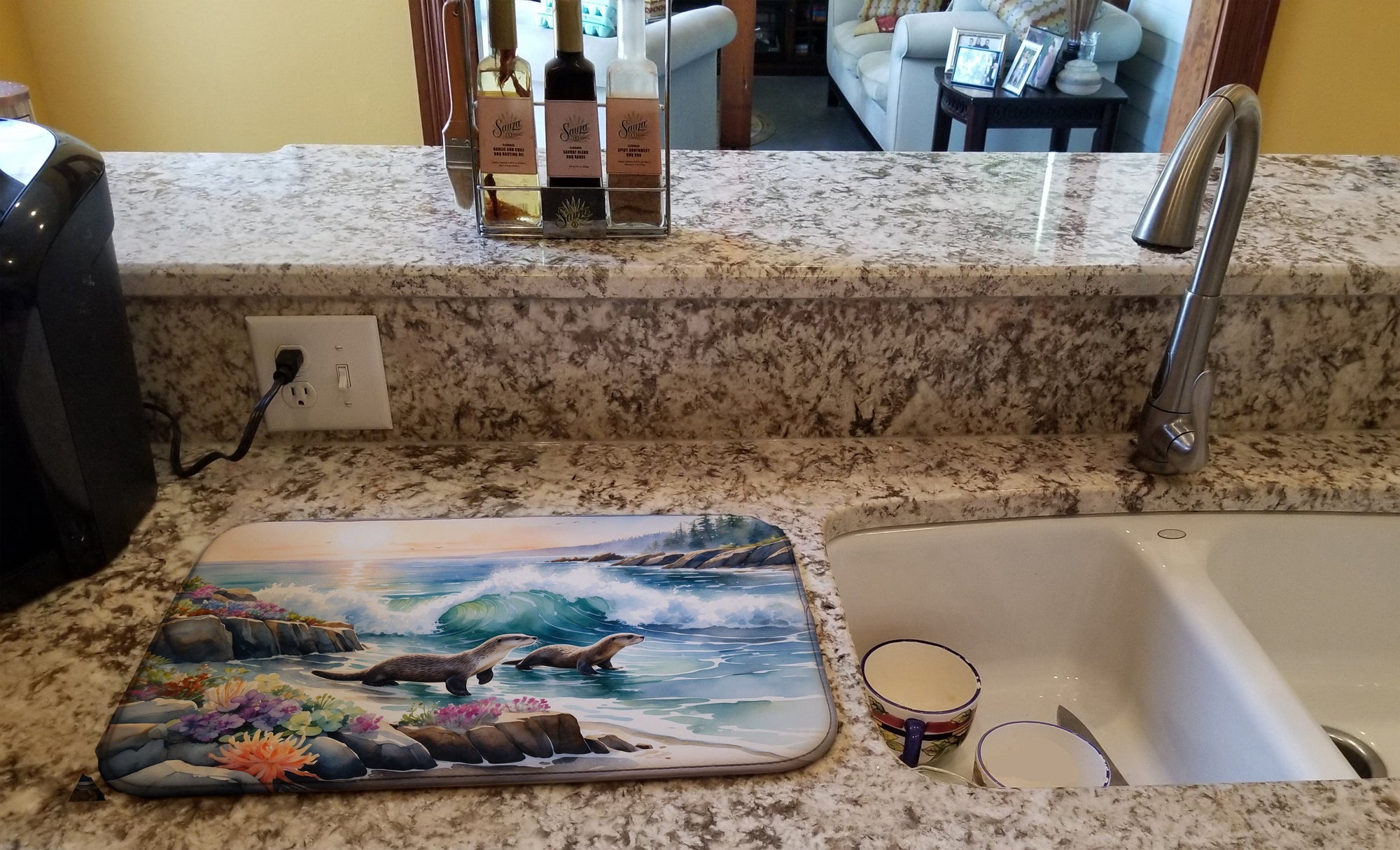 Caroline's Treasures Coastal Wildlife Seals Dish Drying Mat