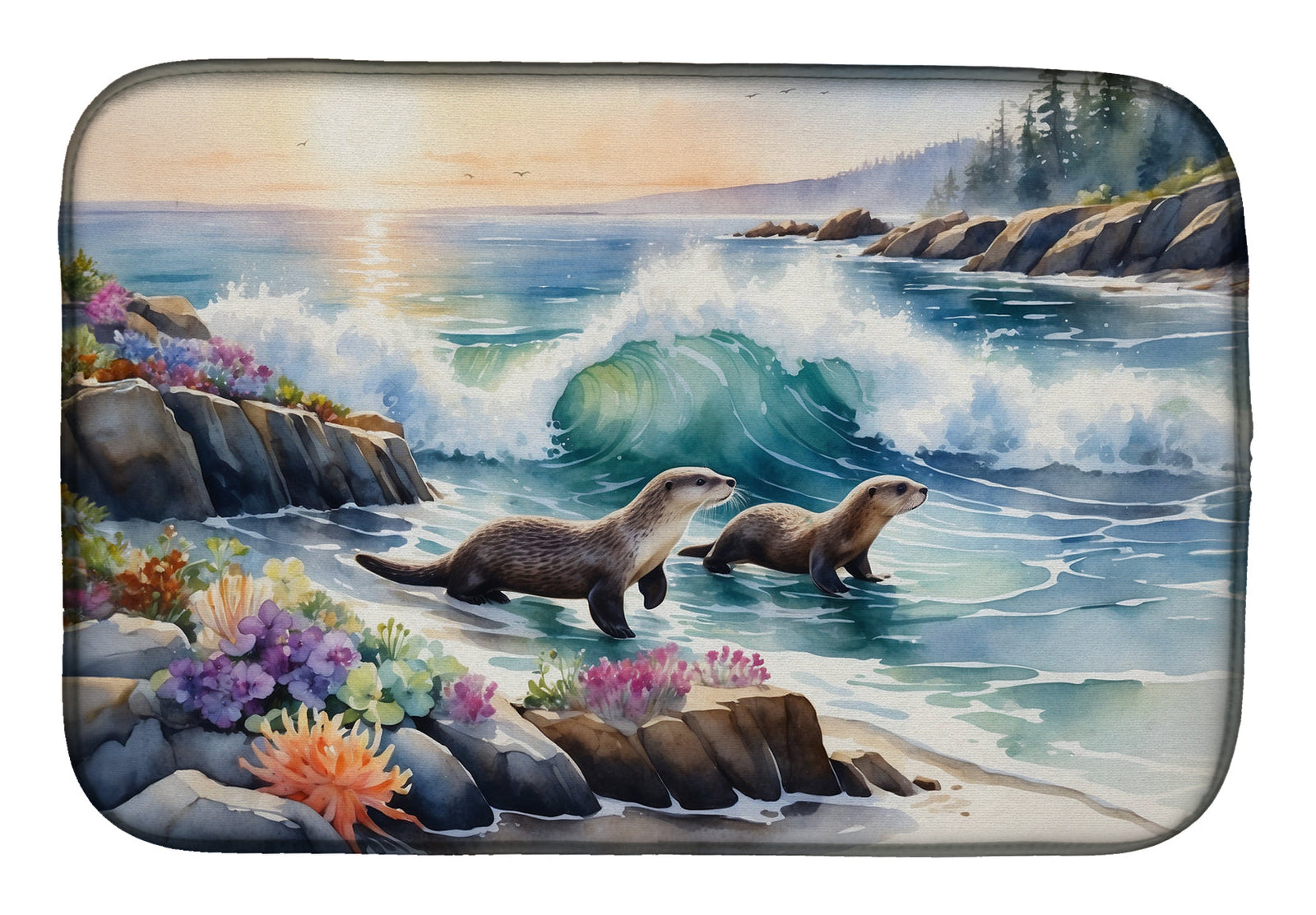 Caroline's Treasures Coastal Wildlife Seals Dish Drying Mat