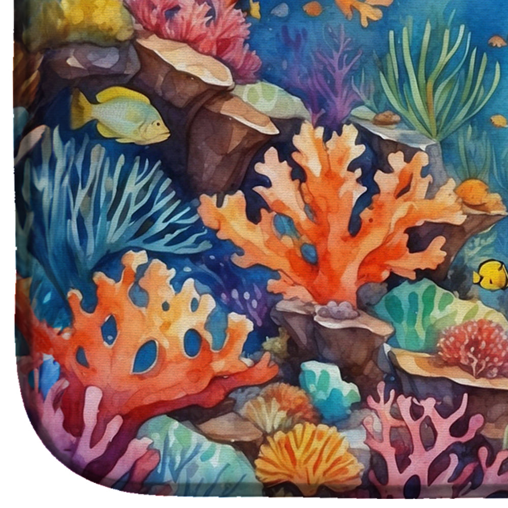 Caroline's Treasures Coral and Fish Dish Drying Mat