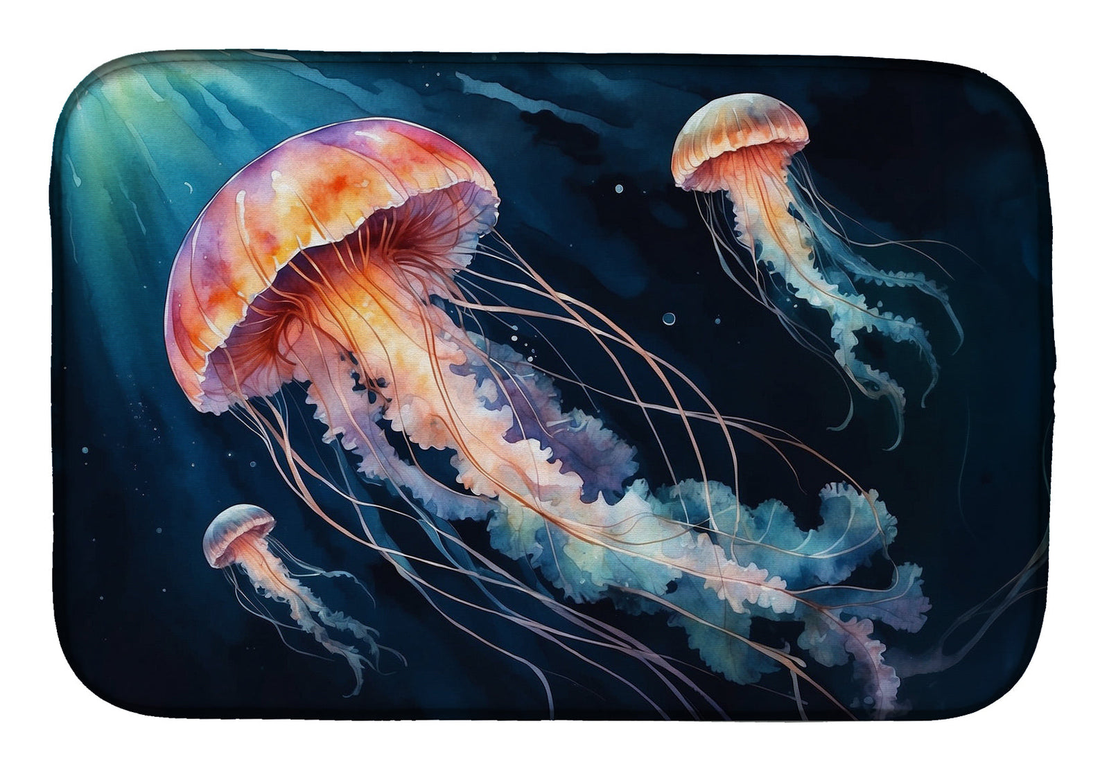 Caroline's Treasures Deep-Sea Jellyfish Dish Drying Mat