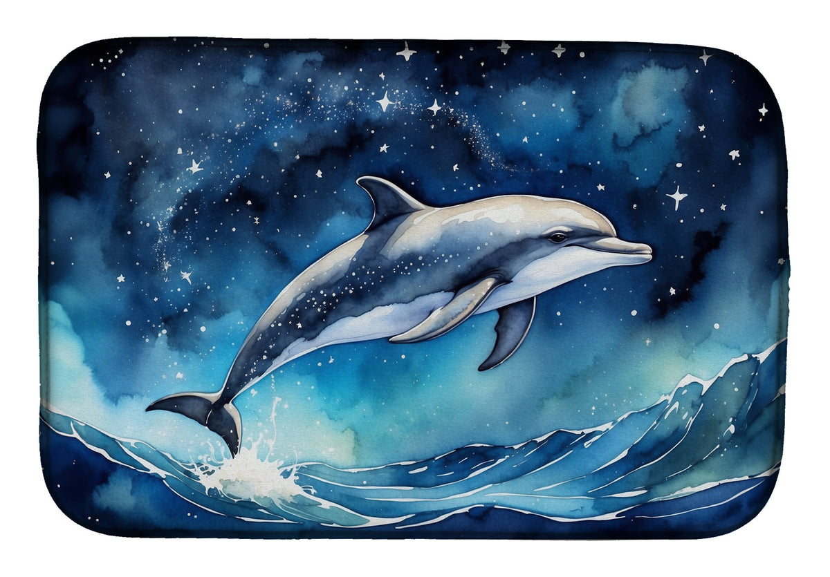 Caroline's Treasures Dolphin in a Starry Sea Dish Drying Mat