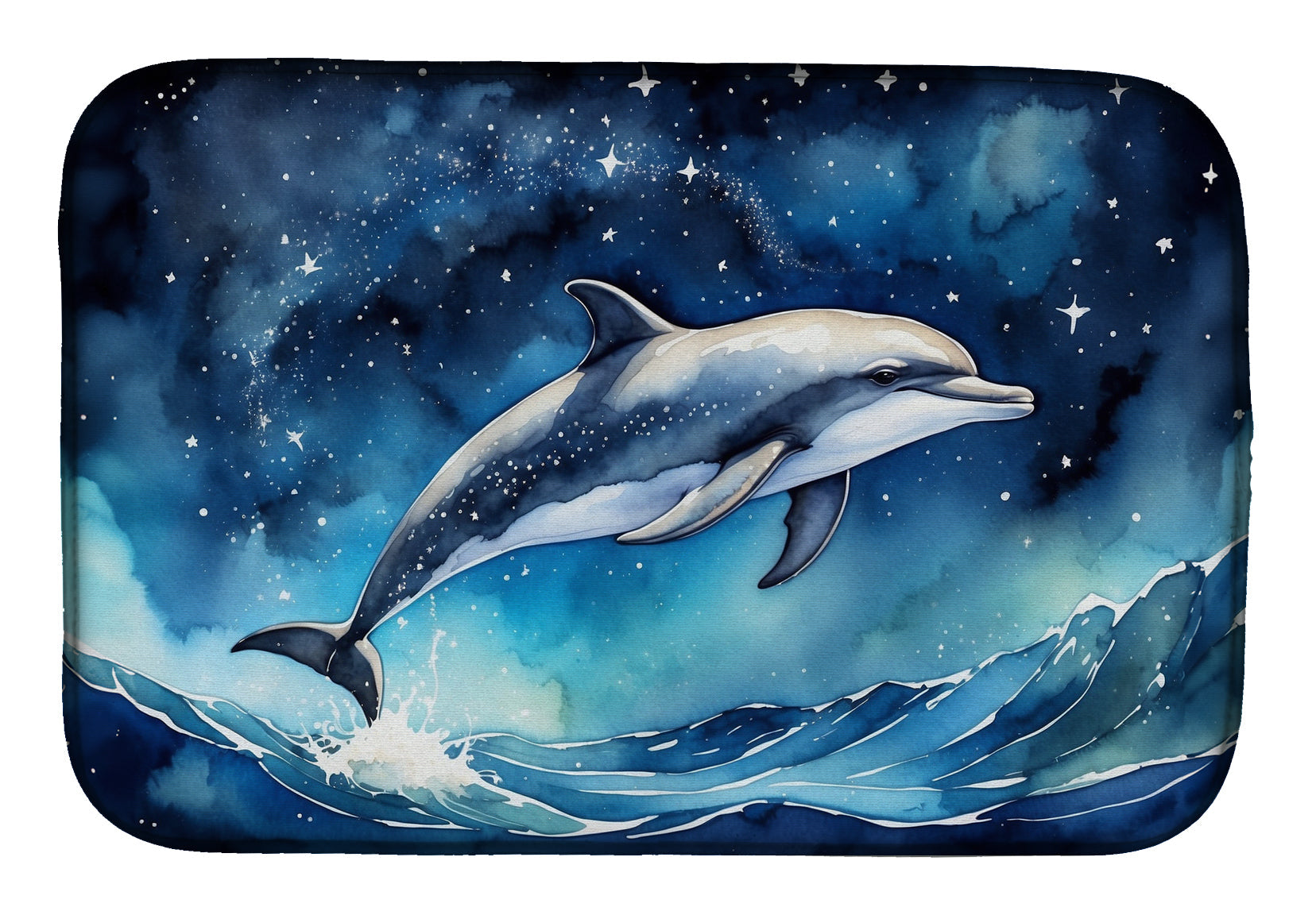 Caroline's Treasures Dolphin in a Starry Sea Dish Drying Mat