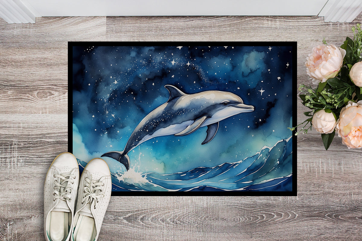 Caroline's Treasures Dolphin in a Starry Sea Doormat - 18X27 Indoor / Outdoor Rug | Made in USA