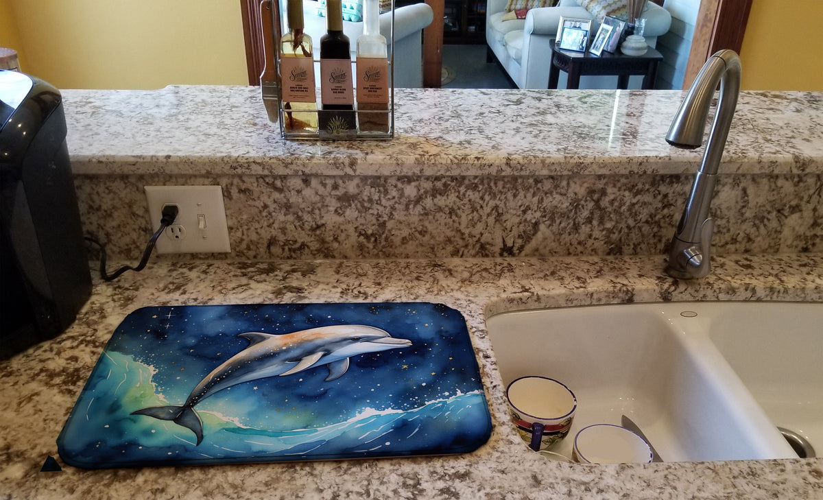 Caroline's Treasures Dolphin in a Starry Sea Dish Drying Mat
