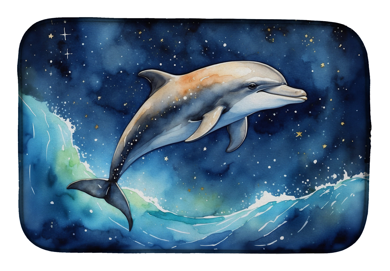 Caroline's Treasures Dolphin in a Starry Sea Dish Drying Mat