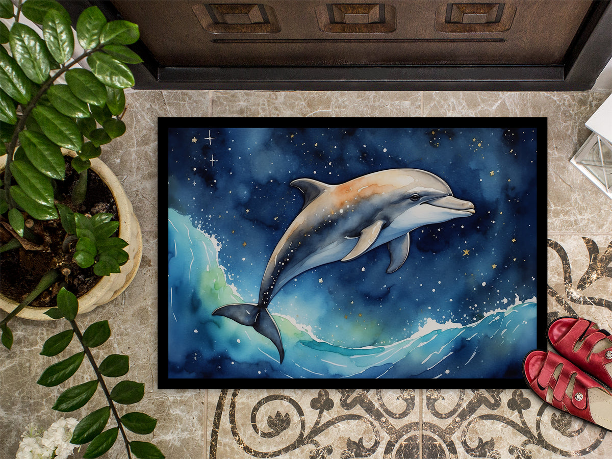 Caroline's Treasures Dolphin in a Starry Sea Doormat - 18X27 Indoor / Outdoor Rug | Made in USA