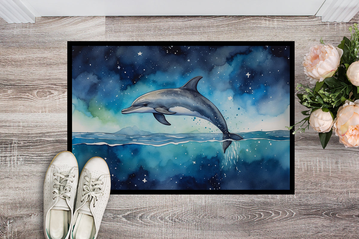 Caroline's Treasures Dolphin in a Starry Sea Doormat - 18X27 Indoor / Outdoor Rug | Made in USA