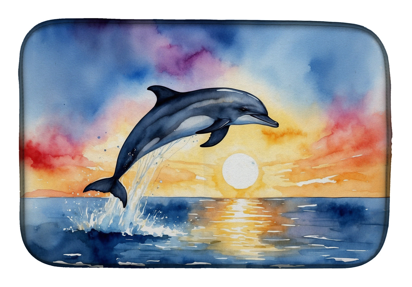 Caroline's Treasures Dolphin Leaping at Sunrise Dish Drying Mat