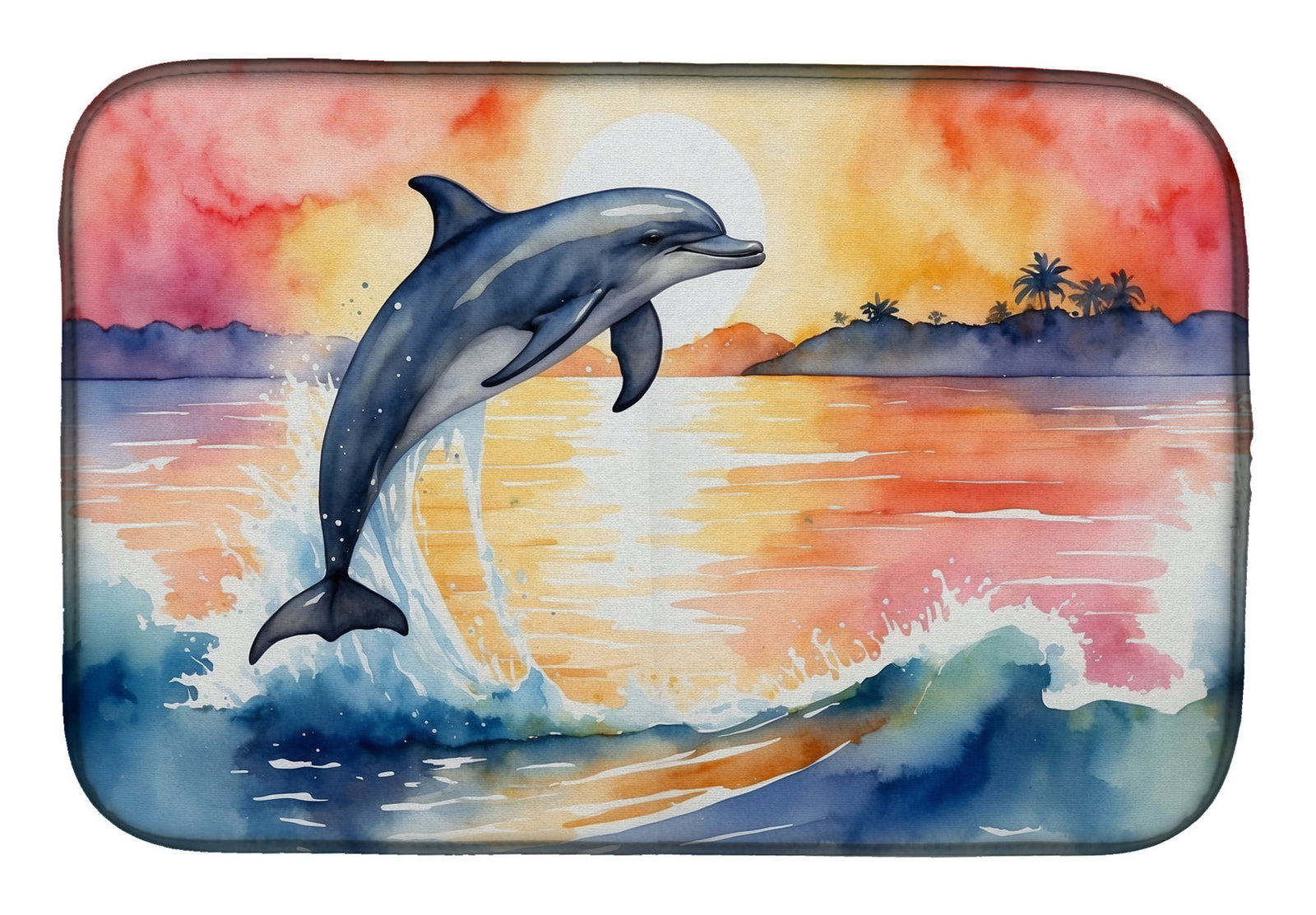 Caroline's Treasures Dolphin Leaping at Sunrise Dish Drying Mat