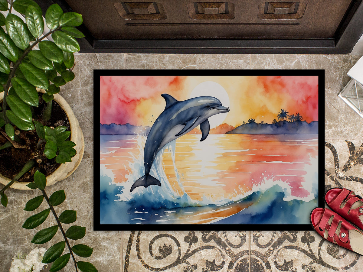Caroline's Treasures Dolphin Leaping at Sunrise Doormat - 18X27 Indoor / Outdoor Rug | Made in USA