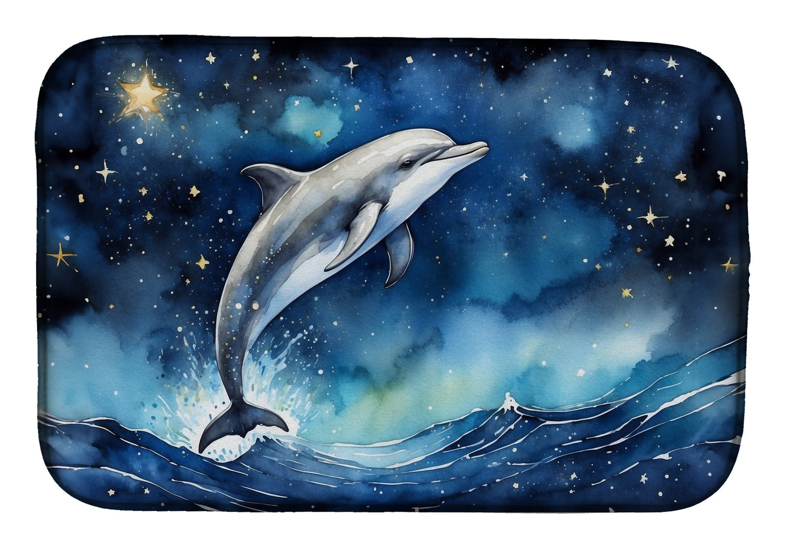 Caroline's Treasures Dolphin in a Starry Sea Dish Drying Mat
