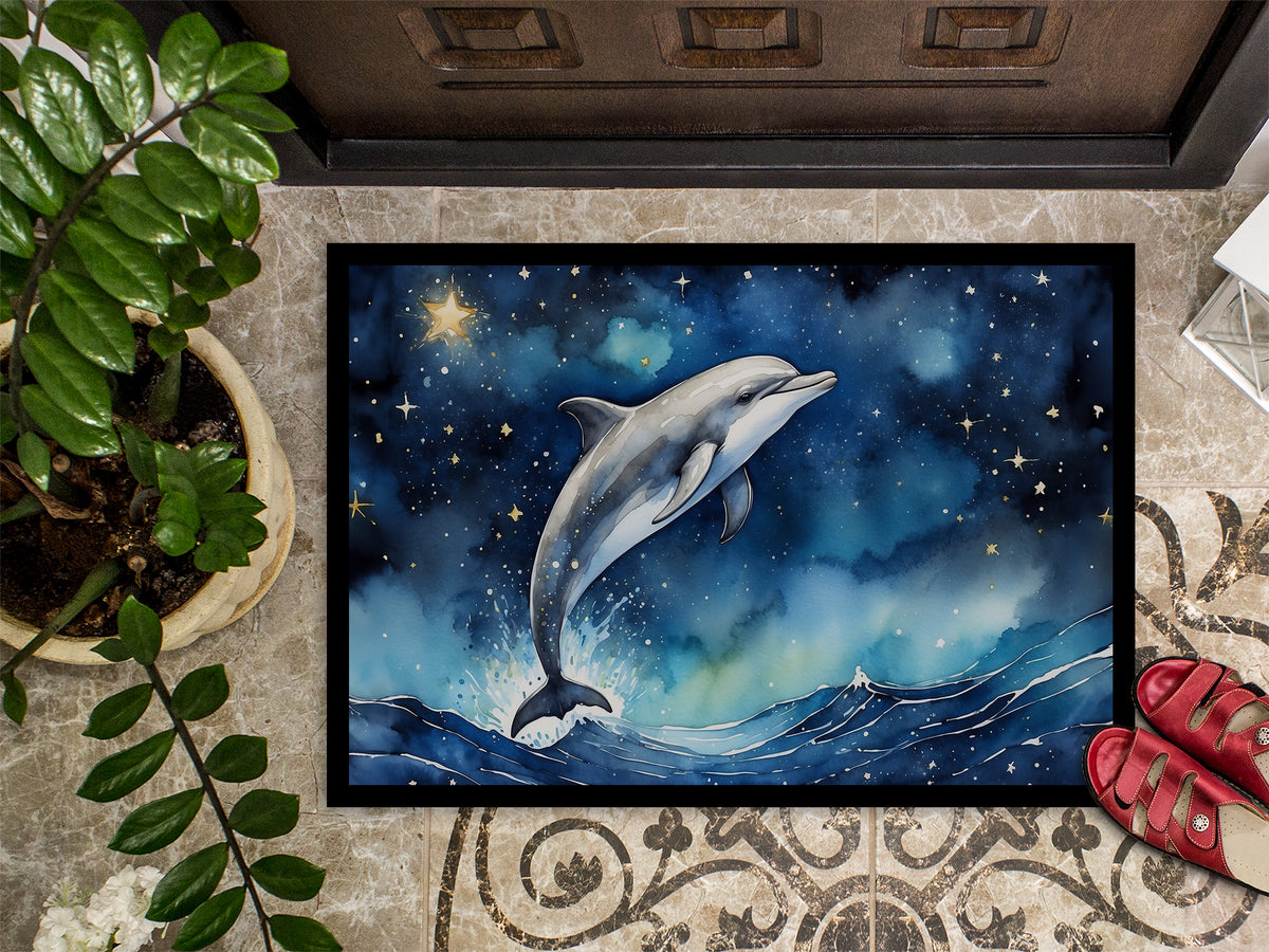 Caroline's Treasures Dolphin in a Starry Sea Doormat-24x36 Indoor / Outdoor Rug | Made in USA