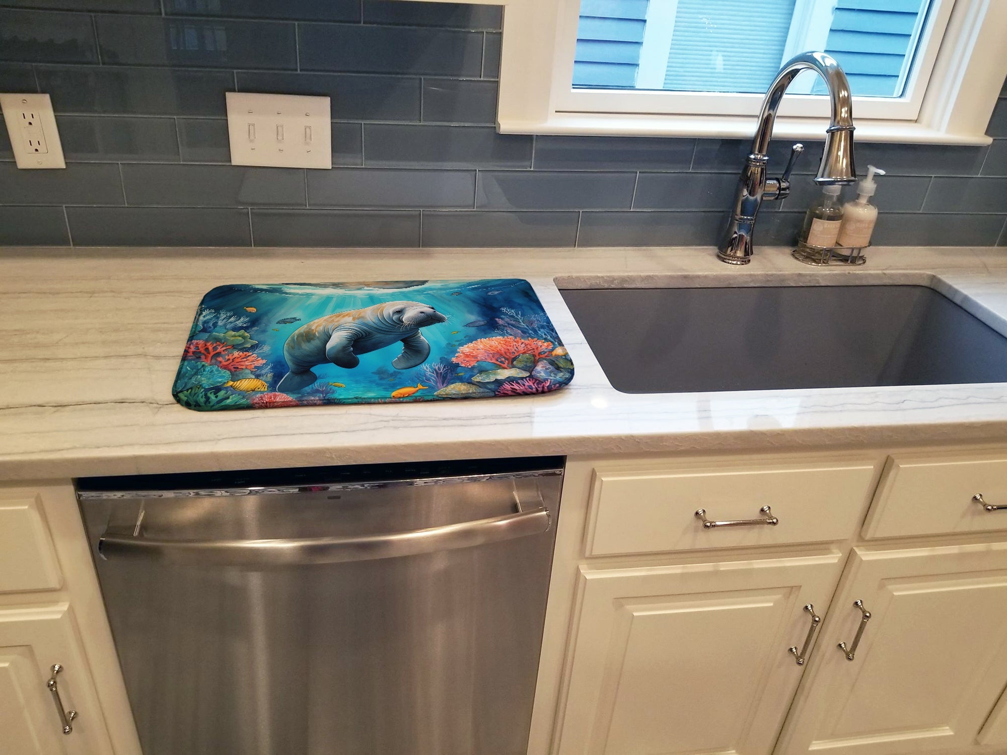 Caroline's Treasures Manatee and Coral Reefs Dish Drying Mat